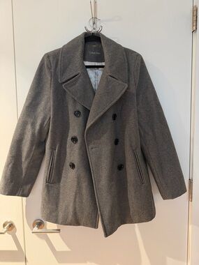 🤍 Vintage Calvin Klein Grey Wool Peacoat 🤍